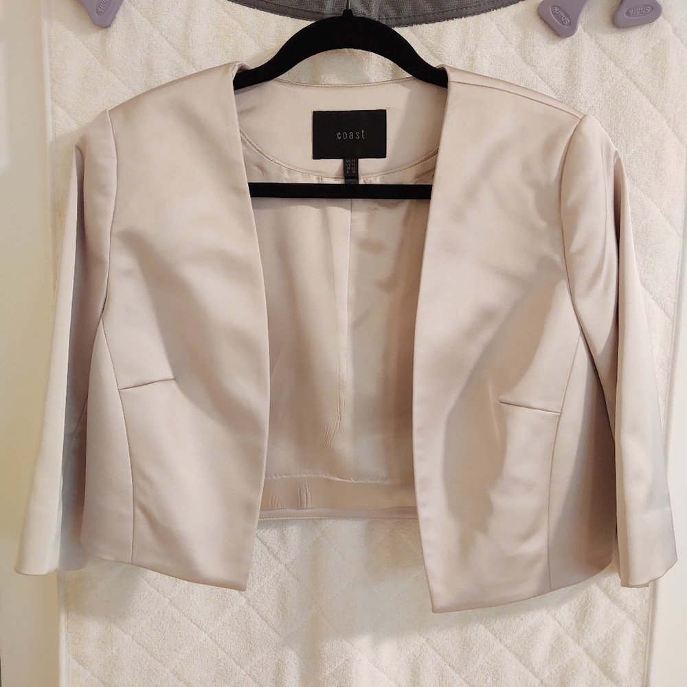 Coast Champagne Satin Formal Jacket Size 10